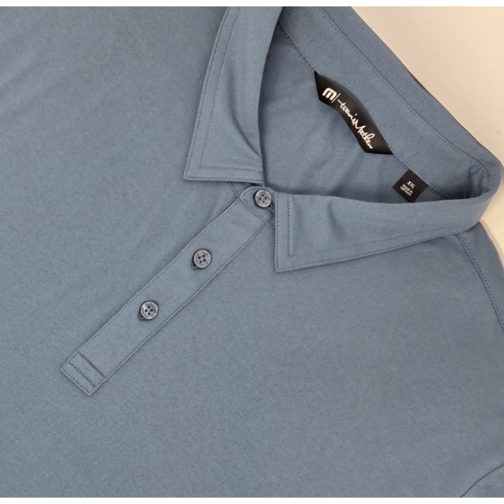 Travis Mathew Glenview Solid Polo Shirt Mens XXL Blue Short Sleeve Golf Stretch
